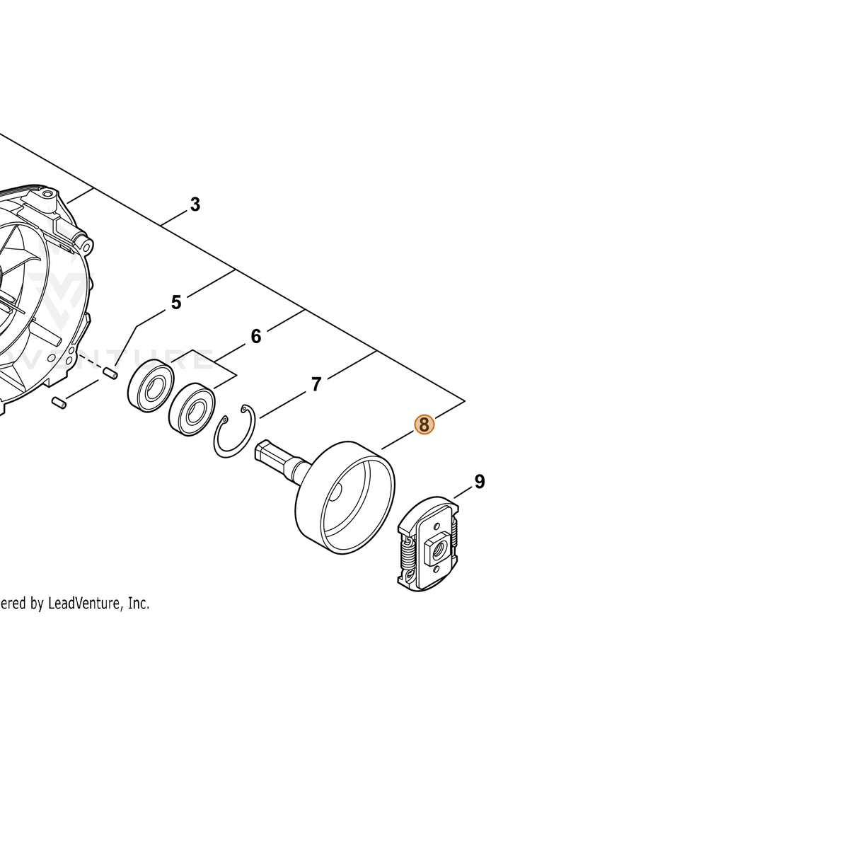 ECHO part A556001740 — IPL diagram snippet (6x zoom, amber highlight)