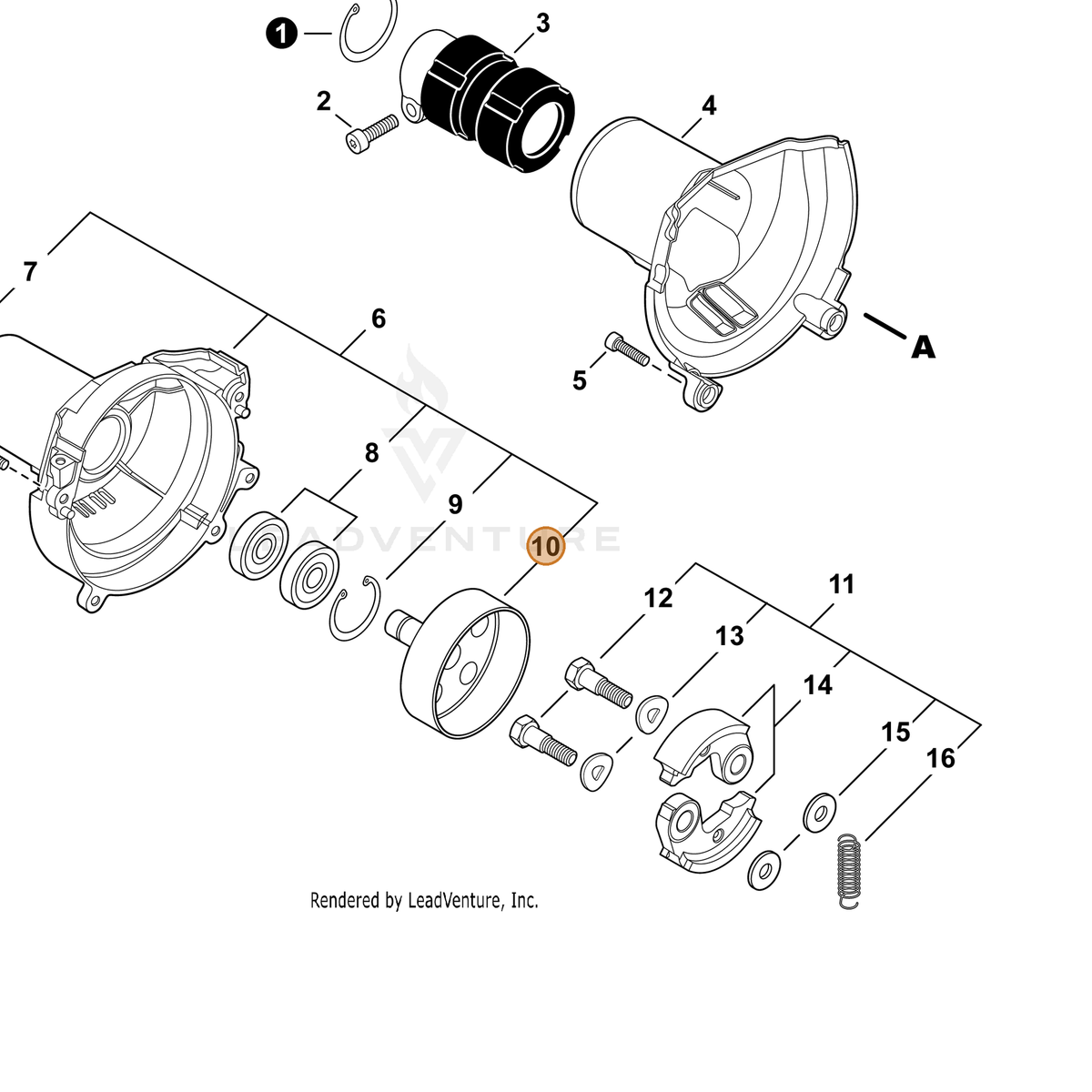 ECHO part A556001750 — IPL diagram snippet (6x zoom, amber highlight)