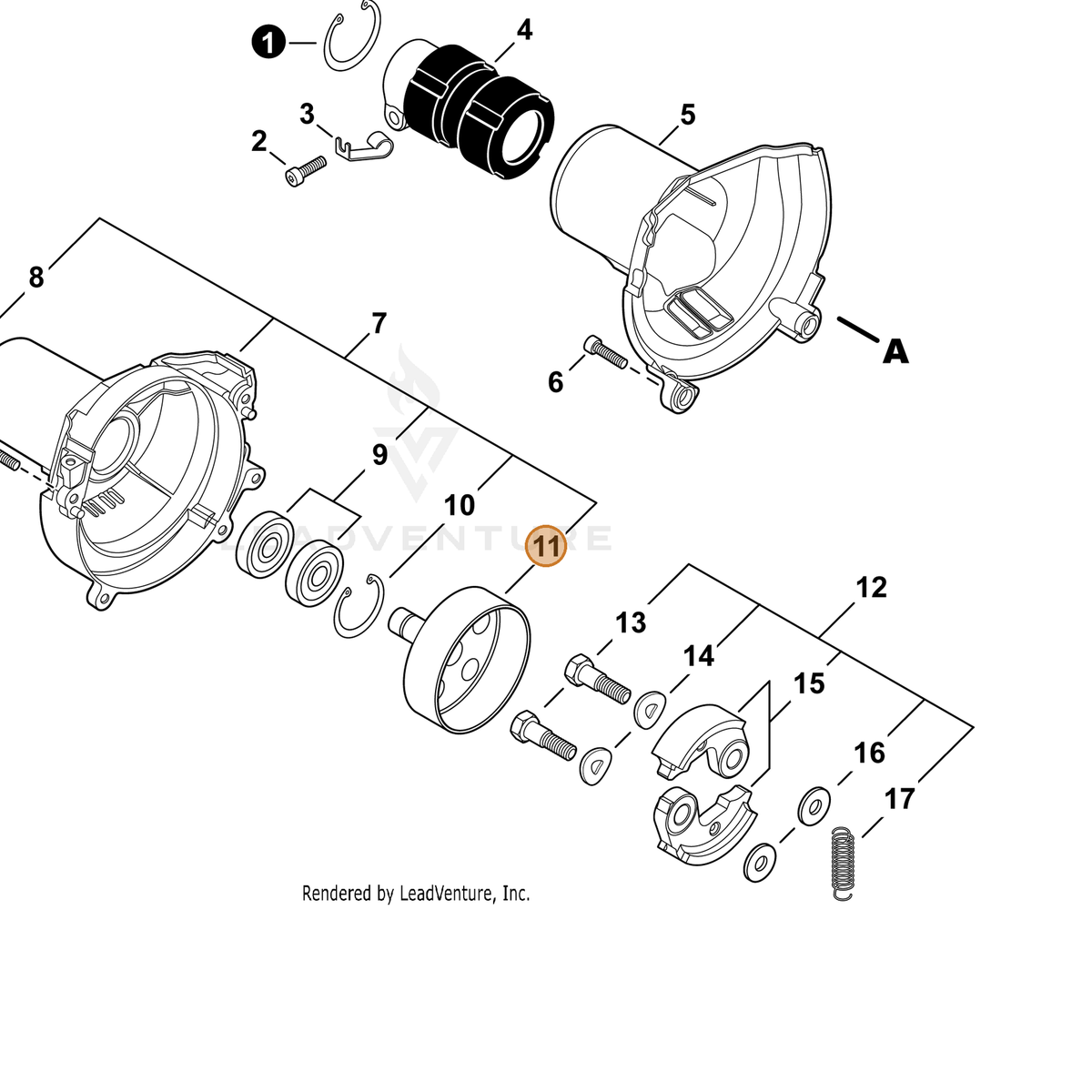 ECHO part A556001760 — IPL diagram snippet (6x zoom, amber highlight)