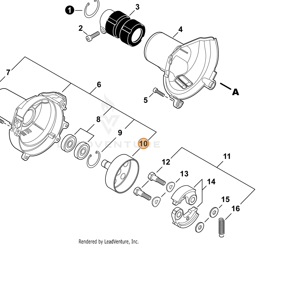 ECHO part A556001780 — IPL diagram snippet (6x zoom, amber highlight)