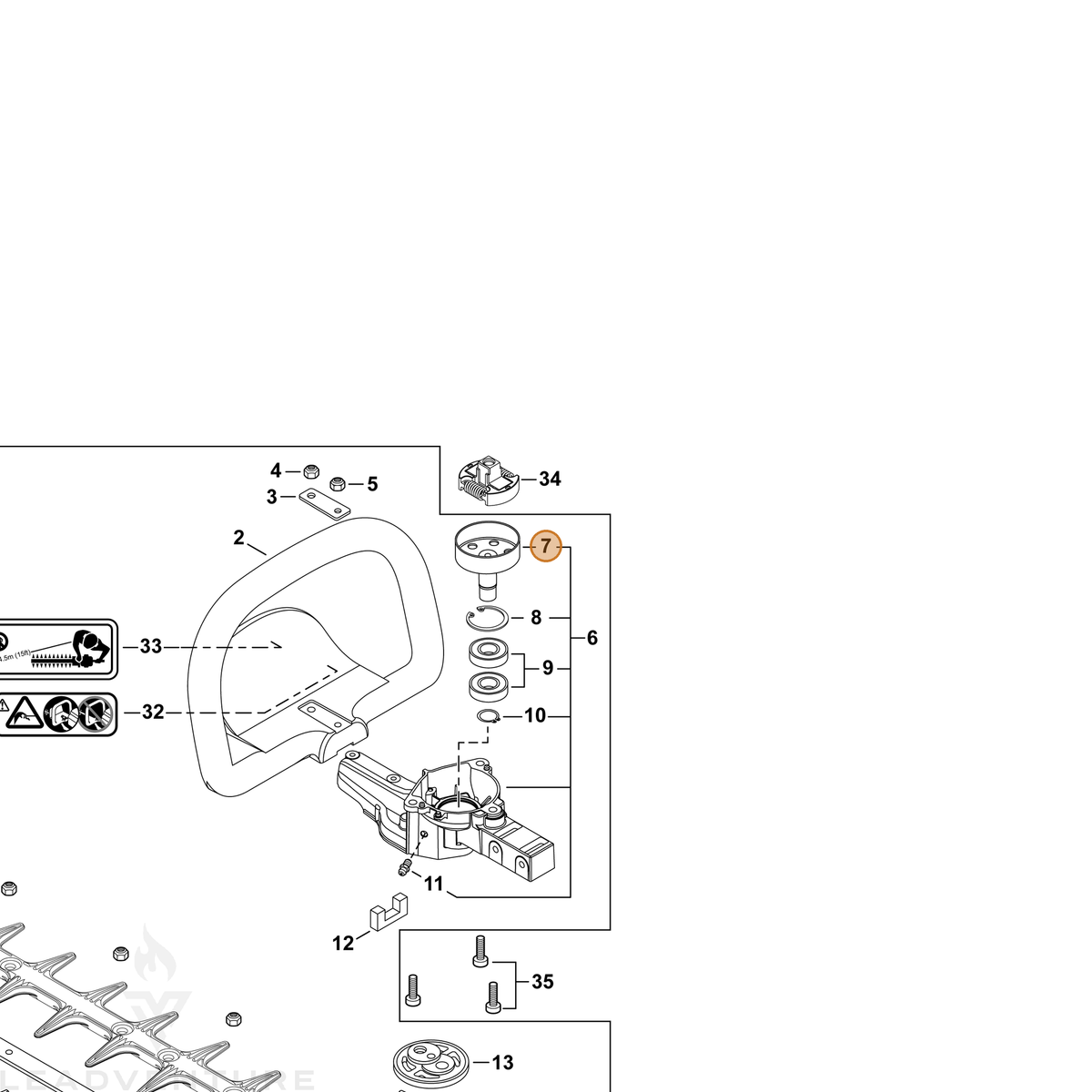 ECHO part A556001840 — IPL diagram snippet (6x zoom, amber highlight)