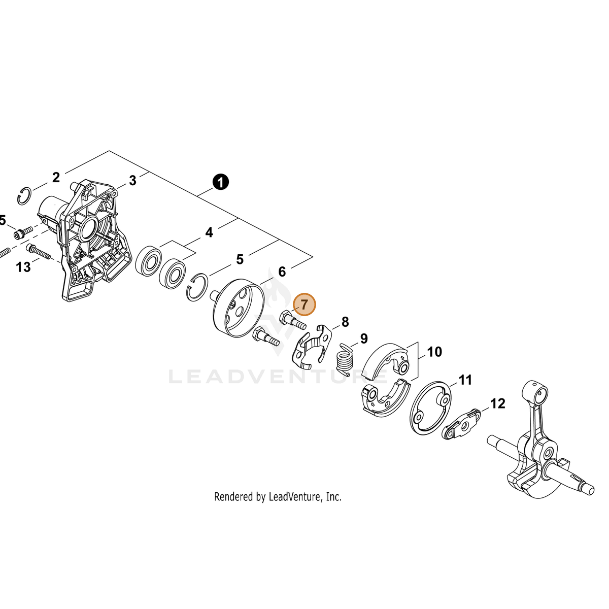 ECHO part A557000190 — IPL diagram snippet (6x zoom, amber highlight)