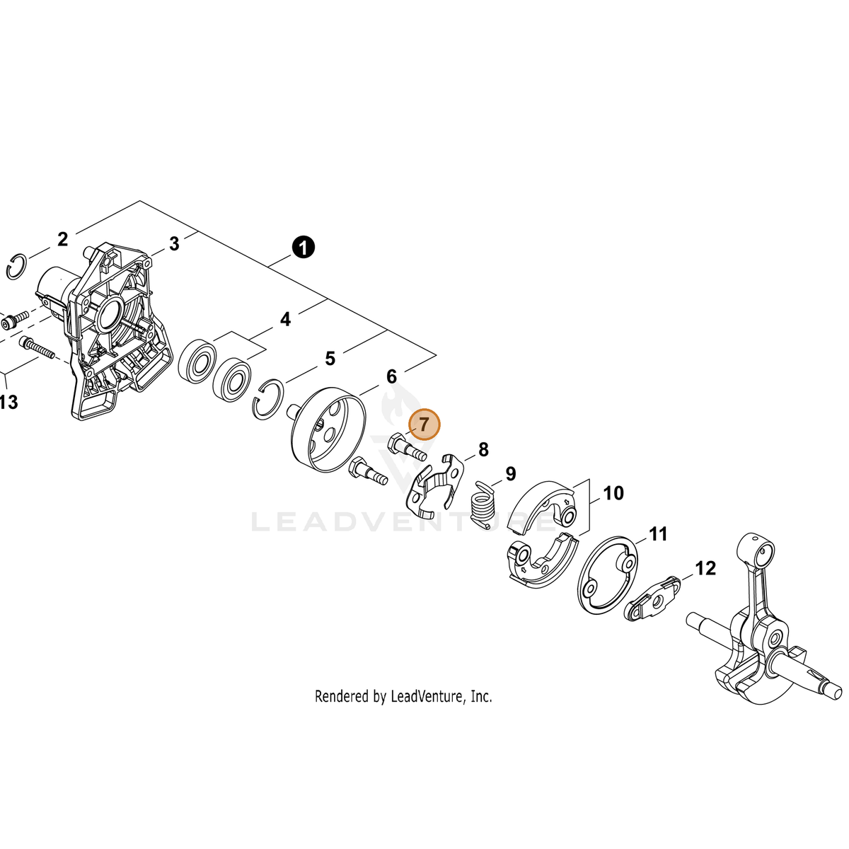 ECHO part A557000200 — IPL diagram snippet (6x zoom, amber highlight)