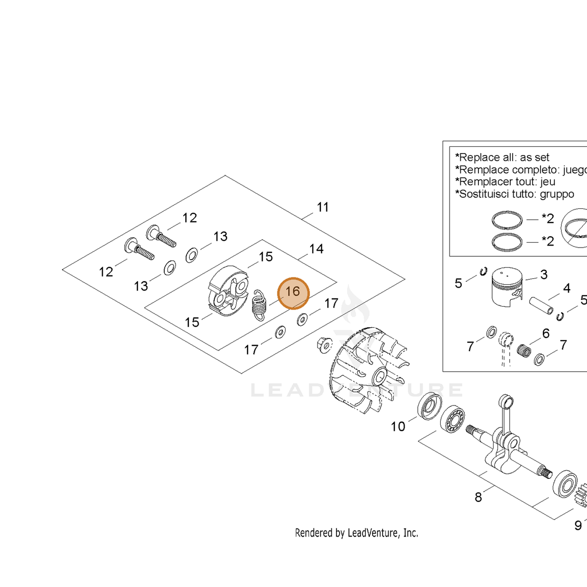 ECHO part A566000201 — IPL diagram snippet (6x zoom, amber highlight)