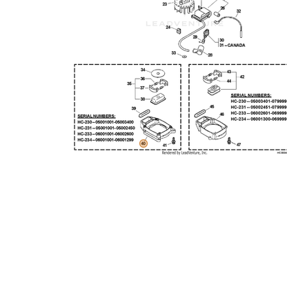 ECHO part A570000020 — IPL diagram snippet (6x zoom, amber highlight)