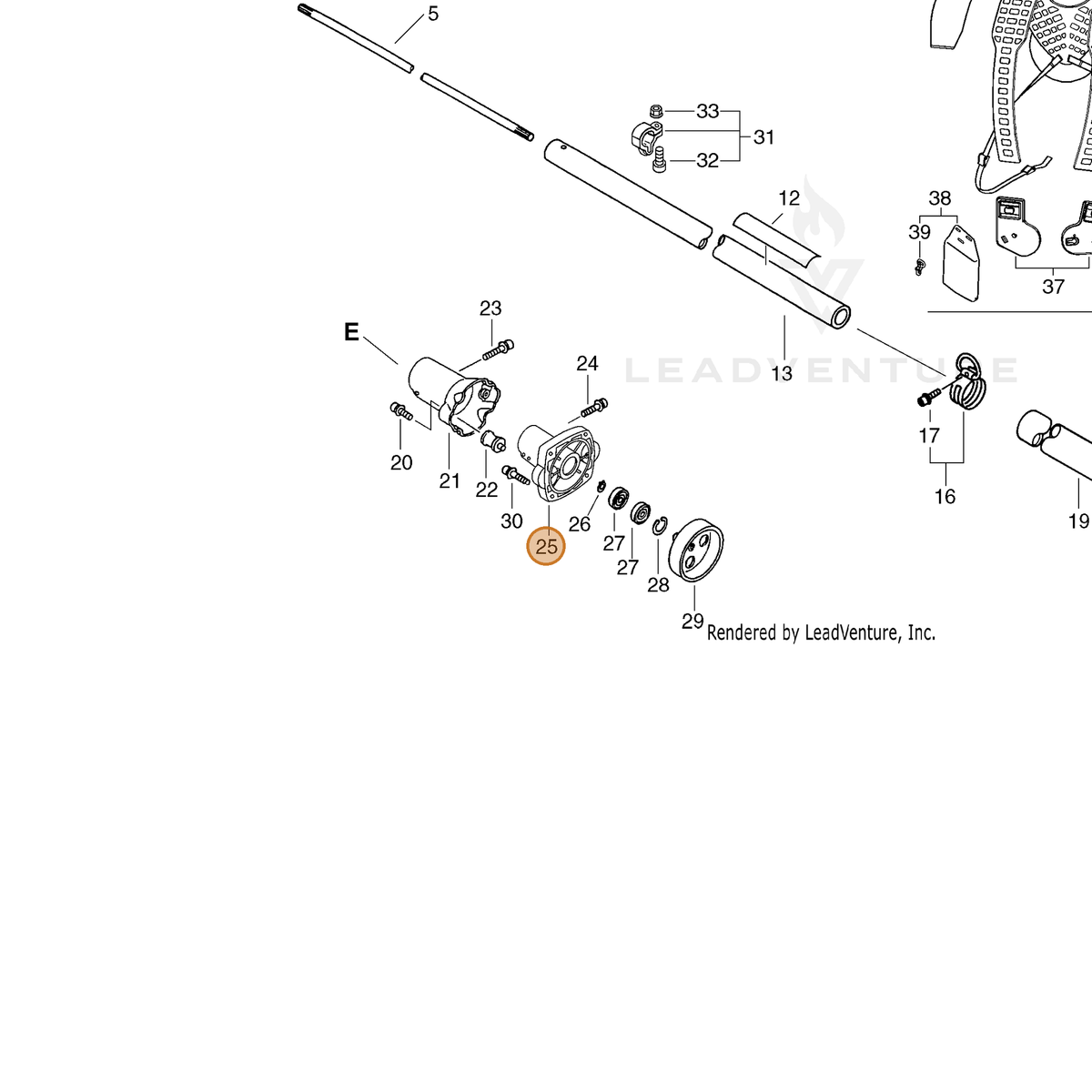 ECHO part A570000040 — IPL diagram snippet (6x zoom, amber highlight)