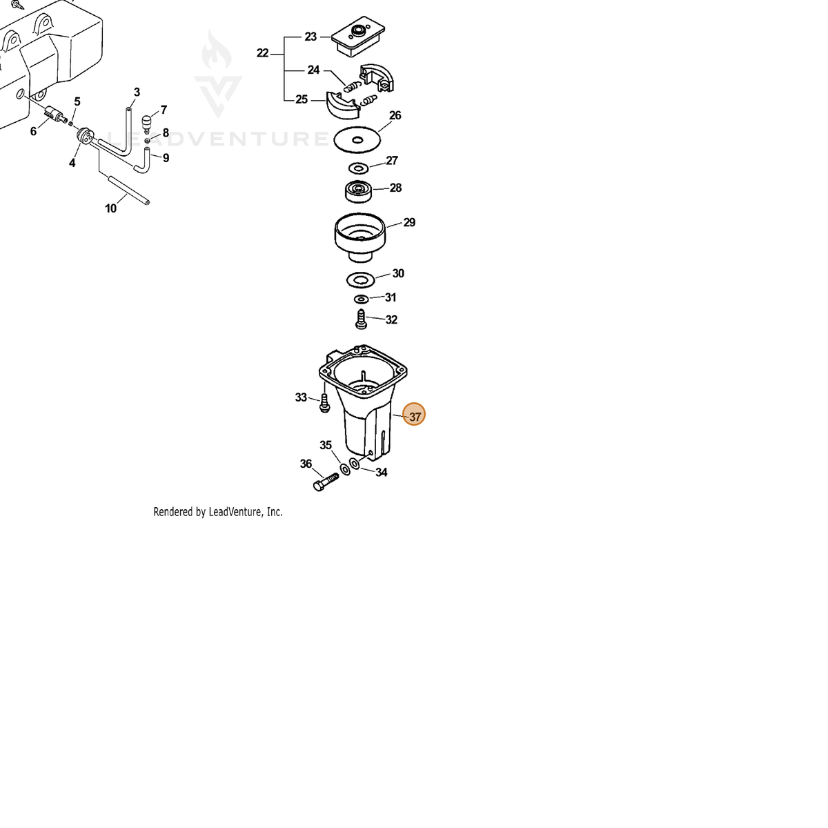 ECHO part A570000050 — IPL diagram snippet (6x zoom, amber highlight)