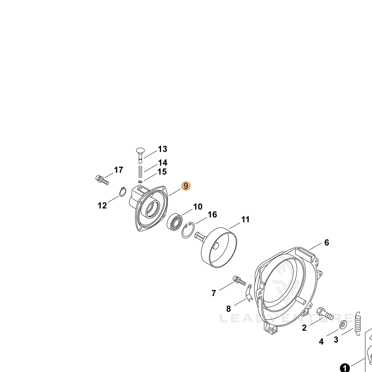 ECHO part A570000080 — IPL diagram snippet (6x zoom, amber highlight)