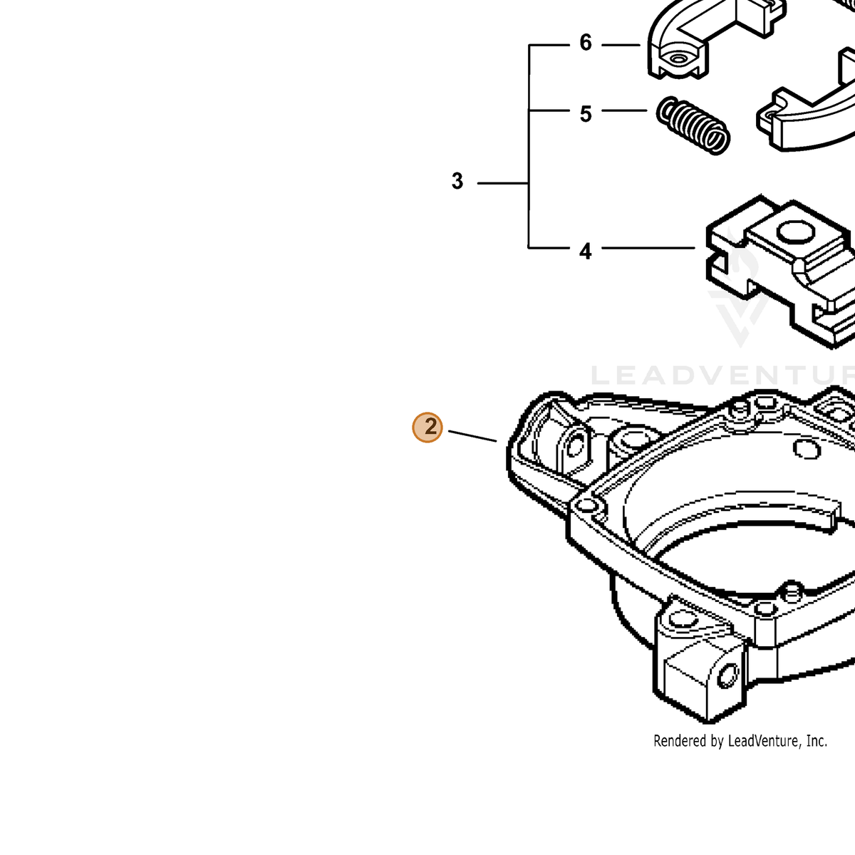 ECHO part A570000140 — IPL diagram snippet (6x zoom, amber highlight)