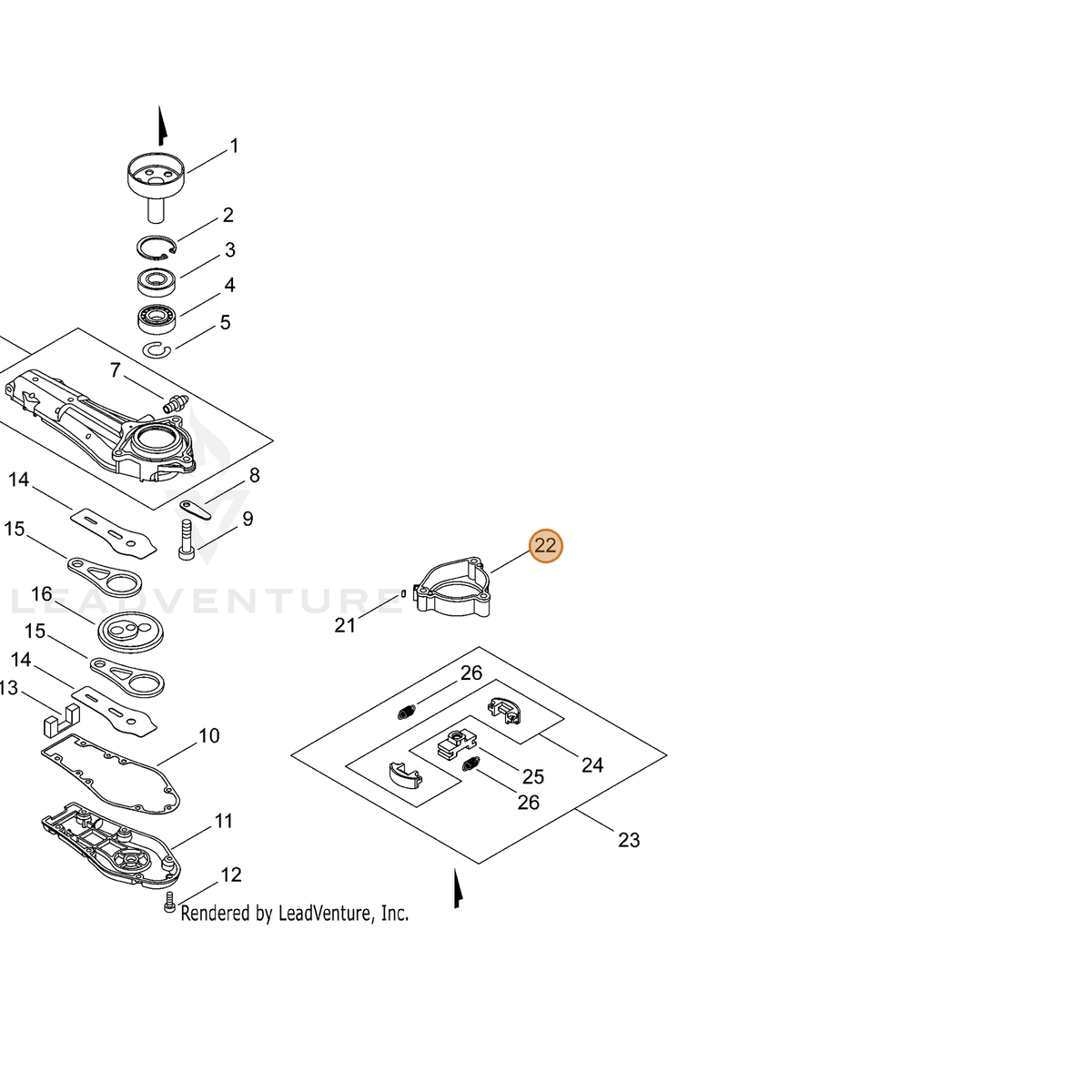 ECHO part A570000320 — IPL diagram snippet (6x zoom, amber highlight)
