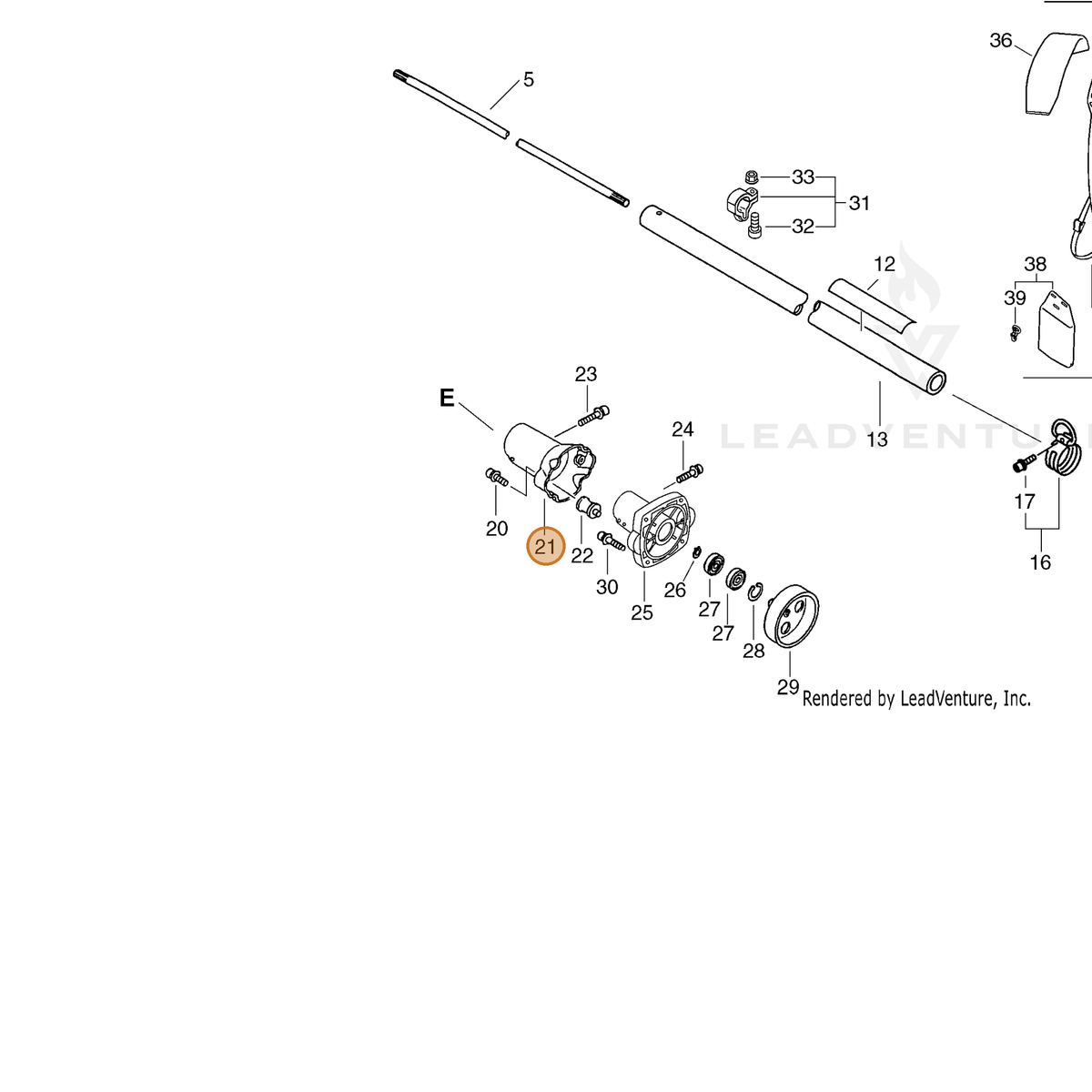 ECHO part A575000030 — IPL diagram snippet (6x zoom, amber highlight)