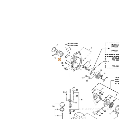 ECHO part A575000640 — IPL diagram snippet (6x zoom, amber highlight)