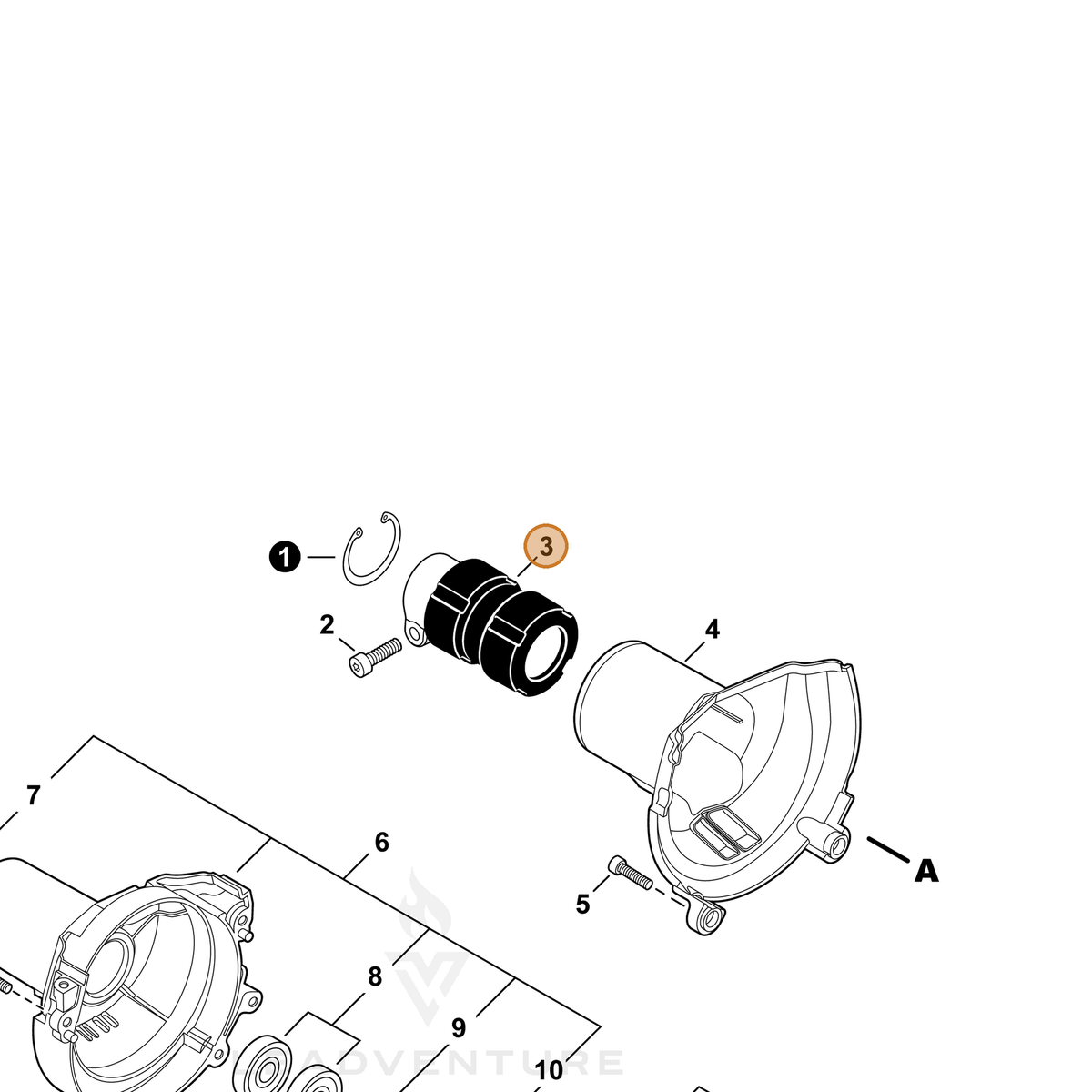 ECHO part A575000690 — IPL diagram snippet (6x zoom, amber highlight)