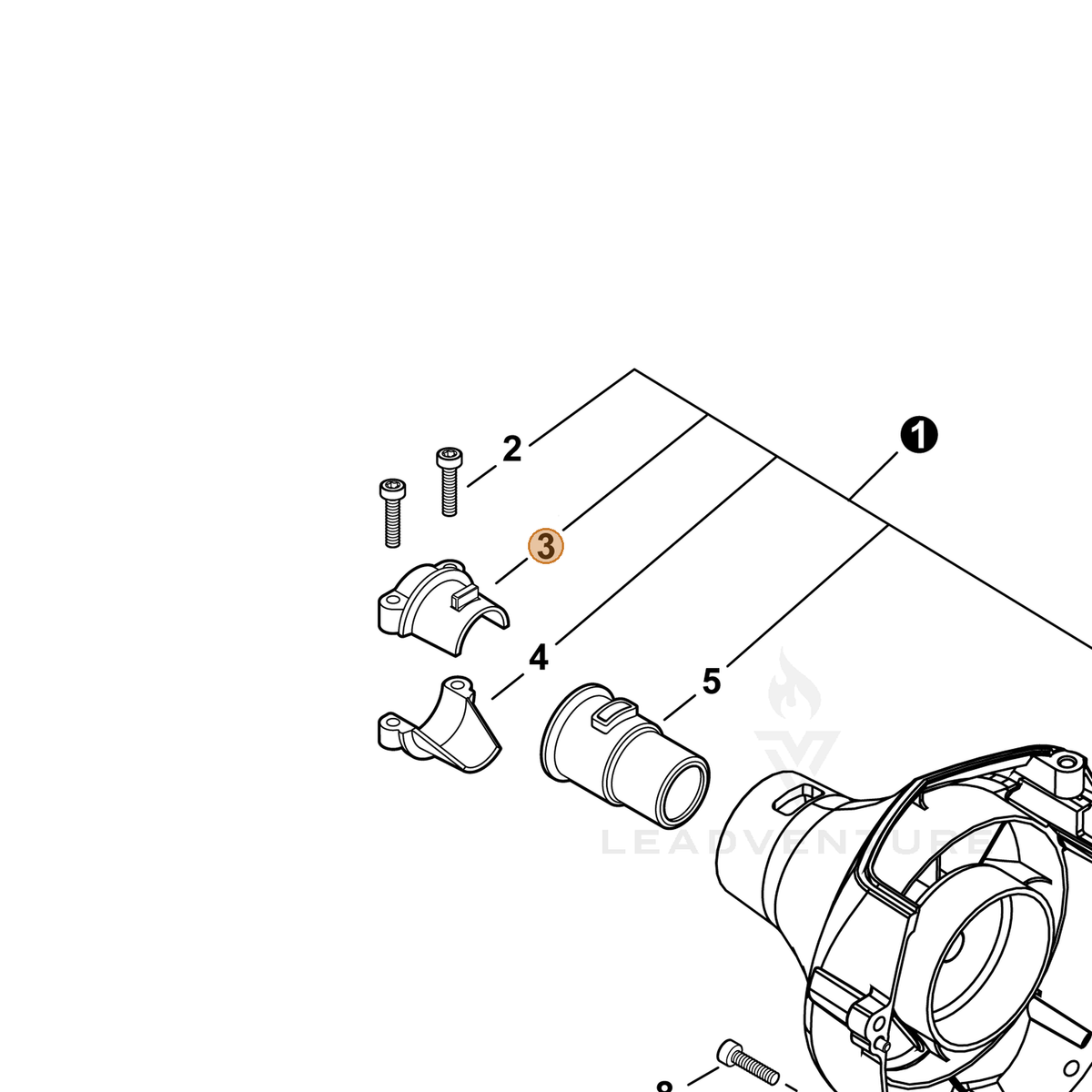 ECHO part A575000810 — IPL diagram snippet (6x zoom, amber highlight)