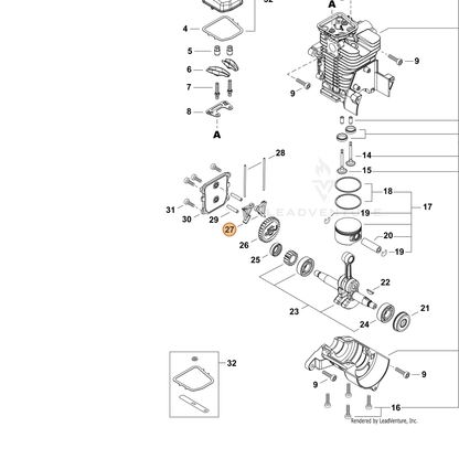 ECHO part A600000010 — IPL diagram snippet (6x zoom, amber highlight)