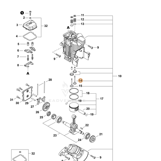 Echo part A603000140 — IPL diagram snippet (6x zoom, amber highlight)