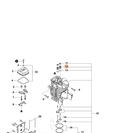 Echo part A604000040 — IPL diagram snippet (6x zoom, amber highlight)