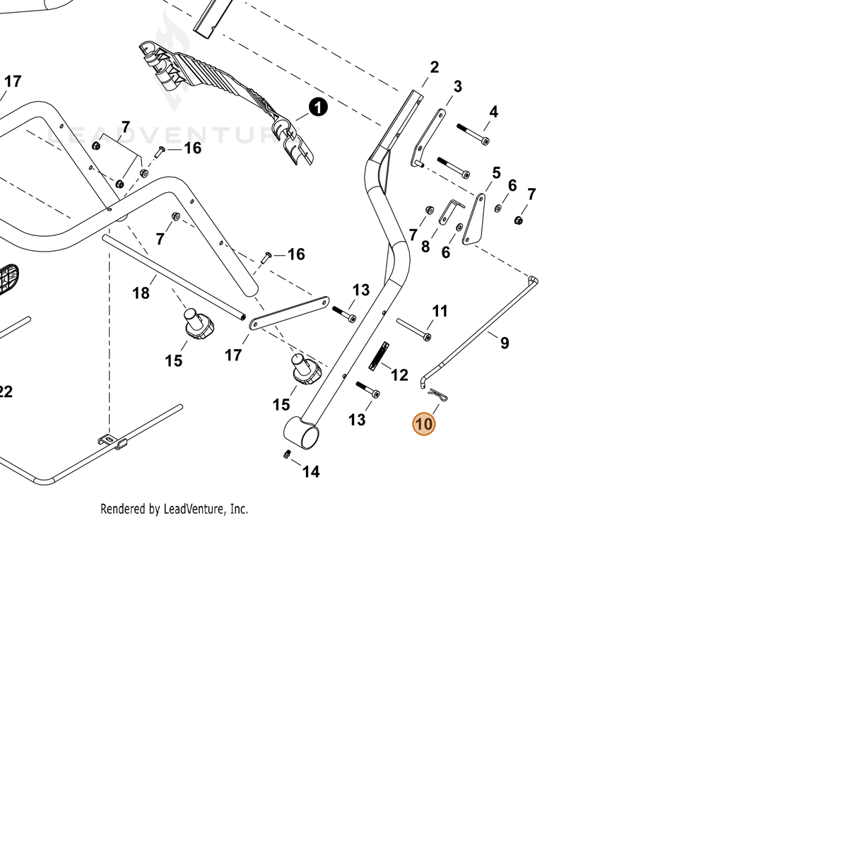 ECHO part A605000040 — IPL diagram snippet (6x zoom, amber highlight)