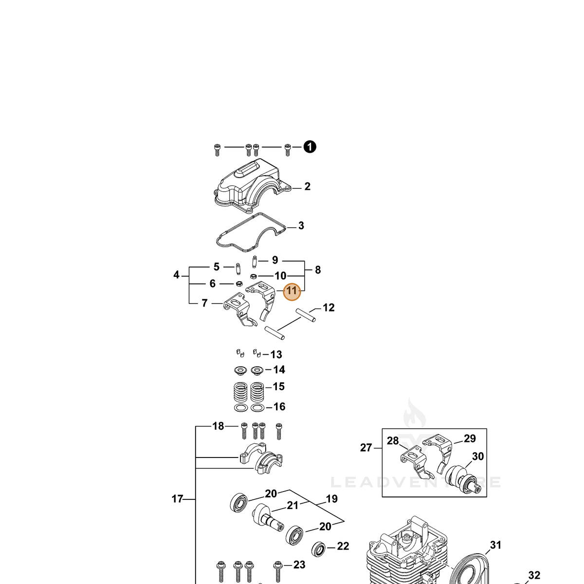 ECHO part A610000041 — IPL diagram snippet (6x zoom, amber highlight)