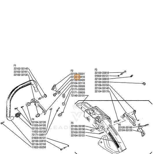 Echo part A613000030 — IPL diagram snippet (6x zoom, amber highlight)