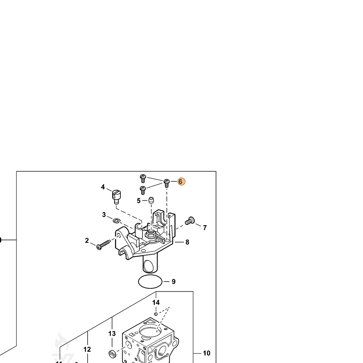 ECHO part A913000060 — IPL diagram snippet (6x zoom, amber highlight)