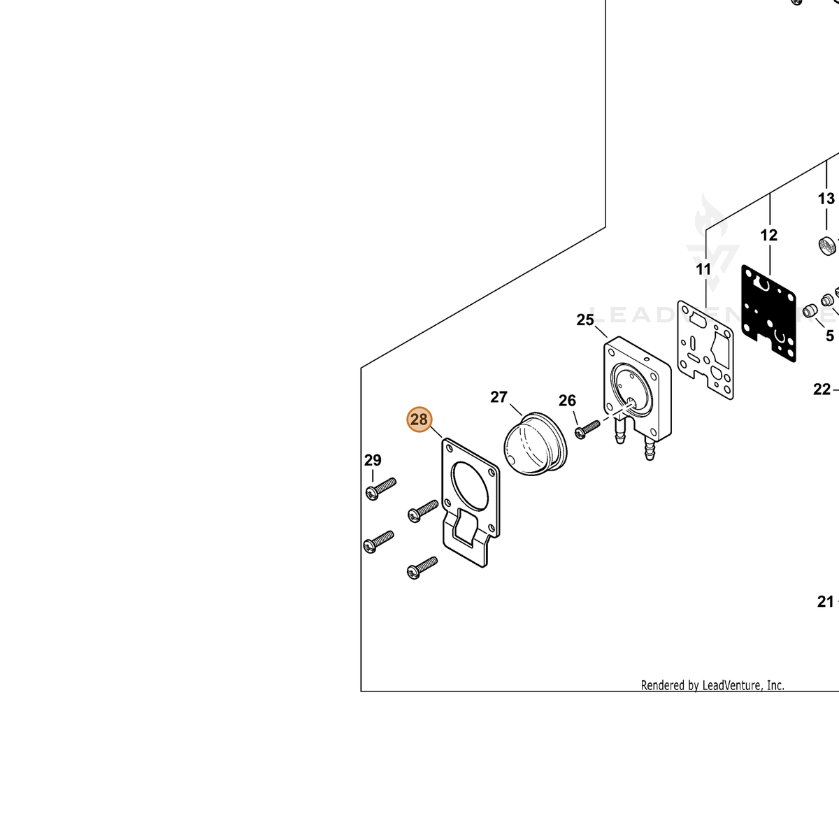 ECHO part A915000000 — IPL diagram snippet (6x zoom, amber highlight)