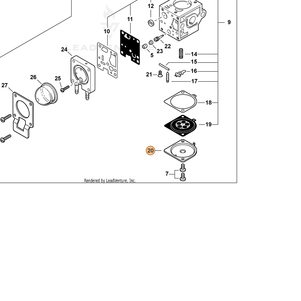 ECHO part A936000010 — IPL diagram snippet (6x zoom, amber highlight)