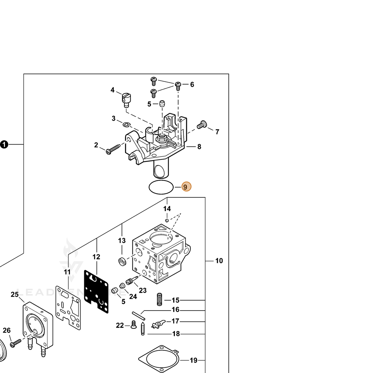 ECHO part A937000000 — IPL diagram snippet (6x zoom, amber highlight)