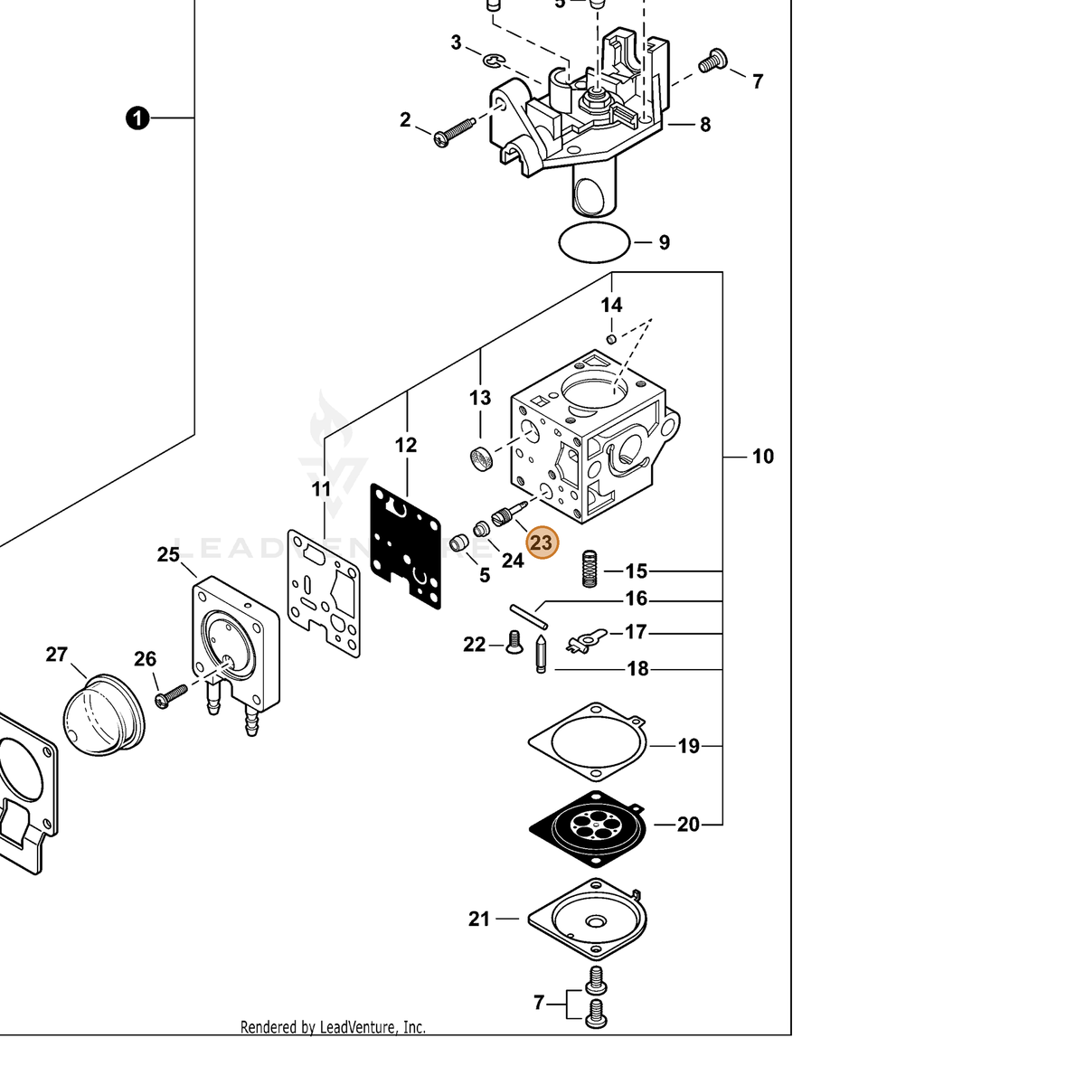 ECHO part A939000010 — IPL diagram snippet (6x zoom, amber highlight)