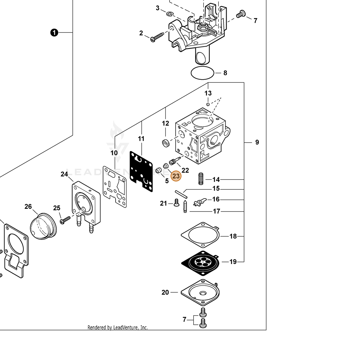 ECHO part A940000010 — IPL diagram snippet (6x zoom, amber highlight)