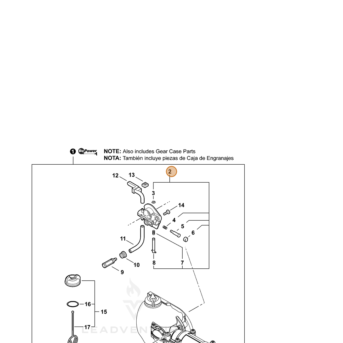 ECHO part C022000010 — IPL diagram snippet (6x zoom, amber highlight)