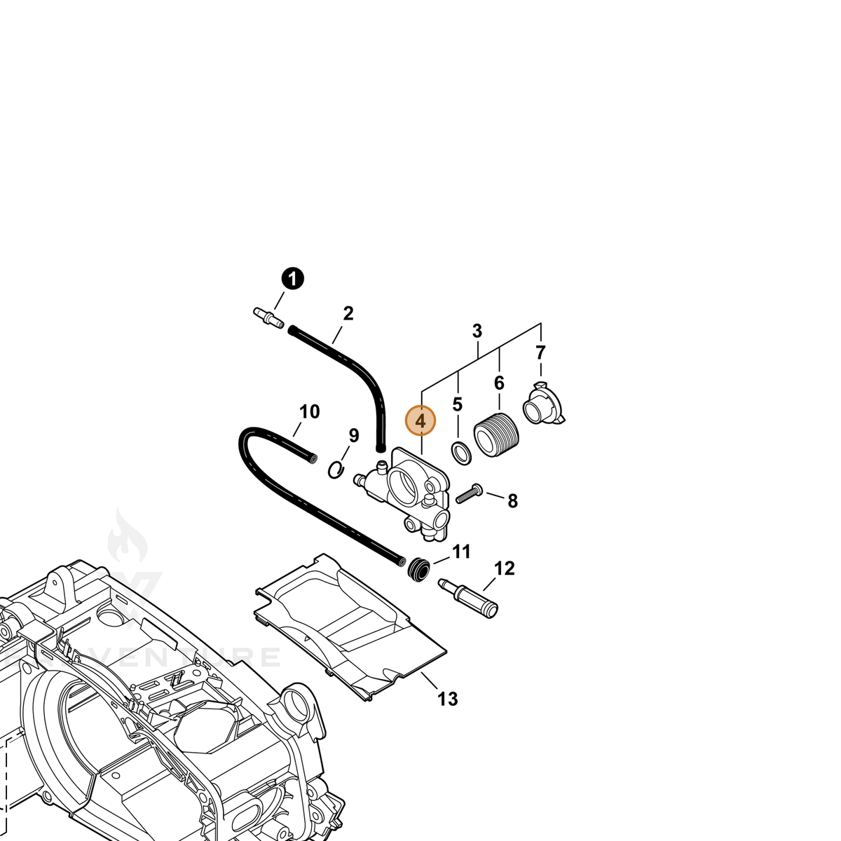 ECHO part C022000080 — IPL diagram snippet (6x zoom, amber highlight)