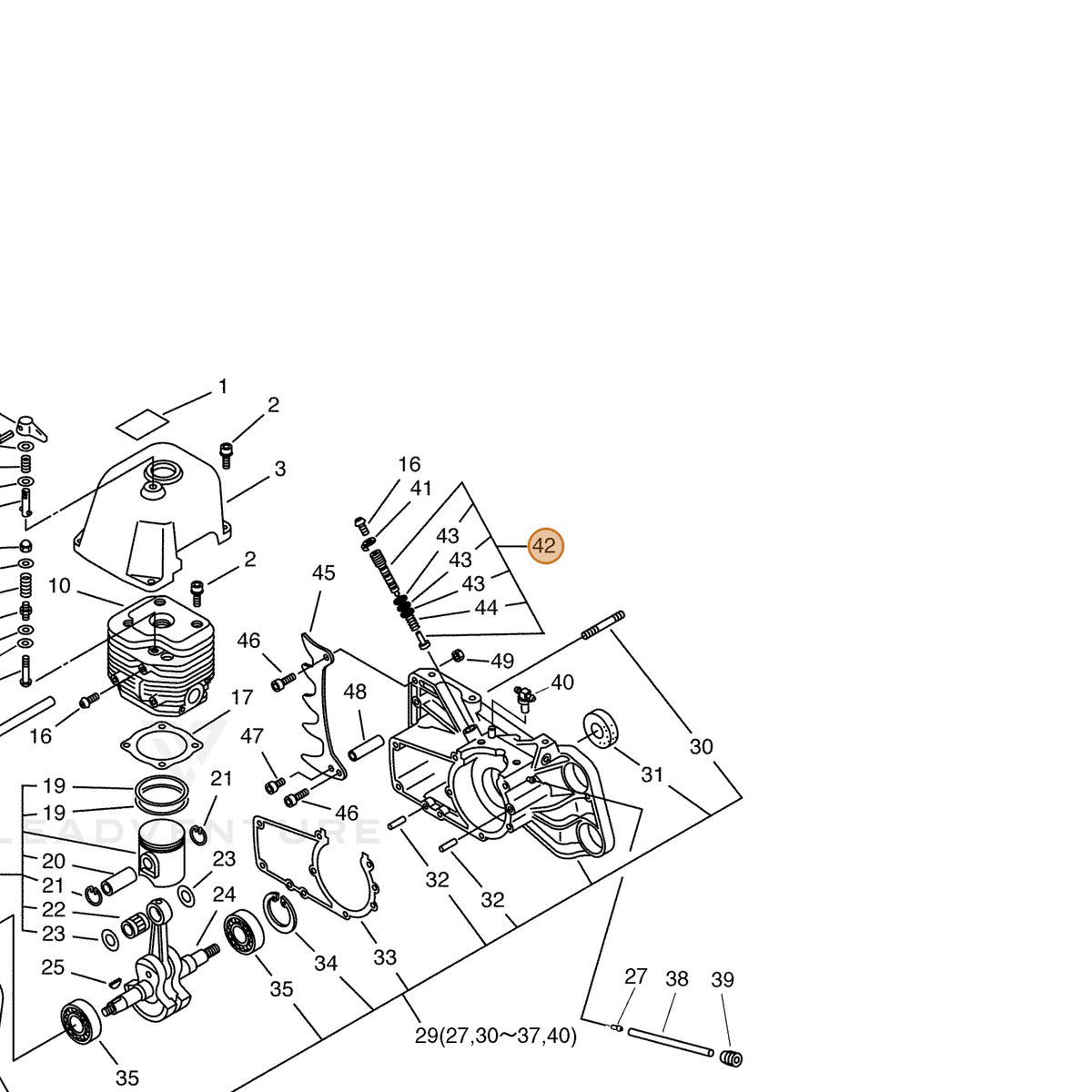ECHO part C022000170 — IPL diagram snippet (6x zoom, amber highlight)