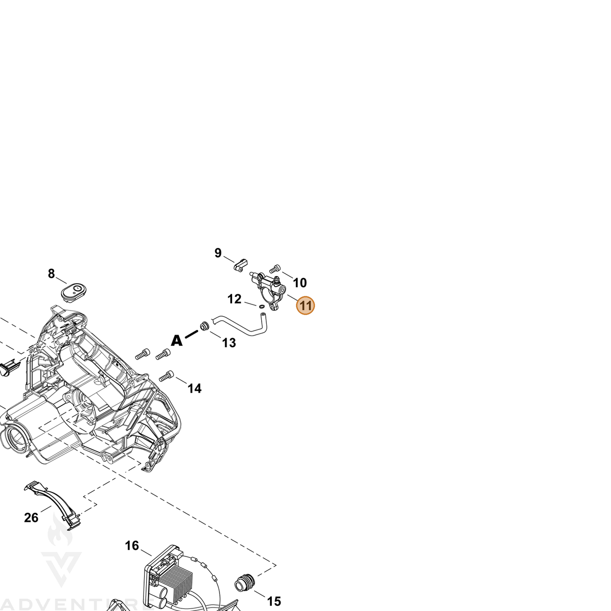ECHO part C022000211 — IPL diagram snippet (6x zoom, amber highlight)