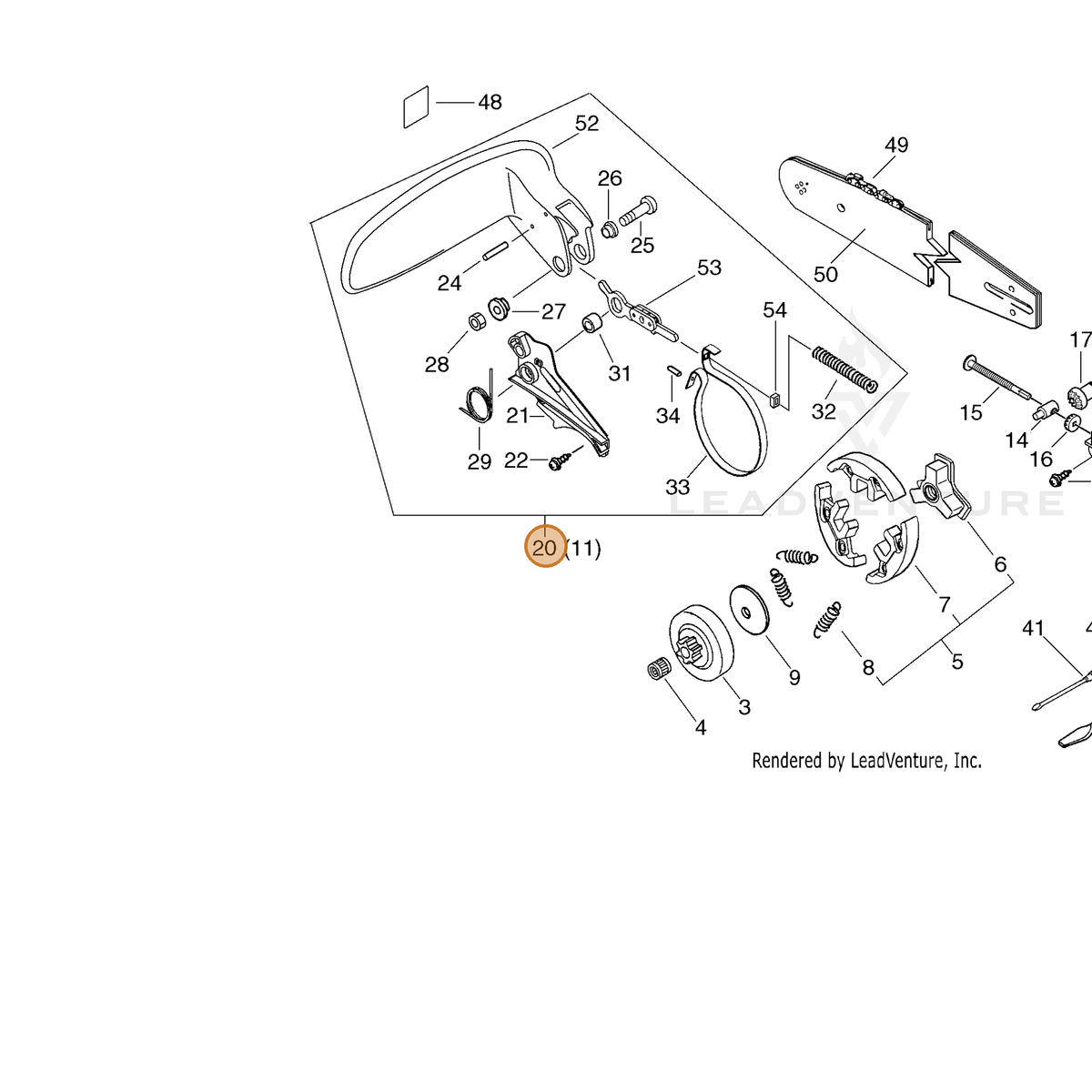 ECHO part C032000206 — IPL diagram snippet (6x zoom, amber highlight)