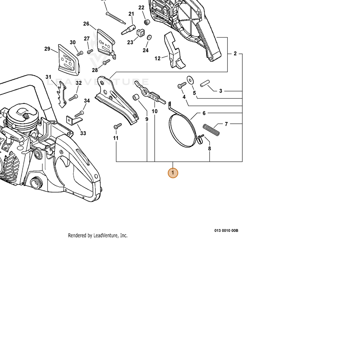 ECHO part C032000323 — IPL diagram snippet (6x zoom, amber highlight)