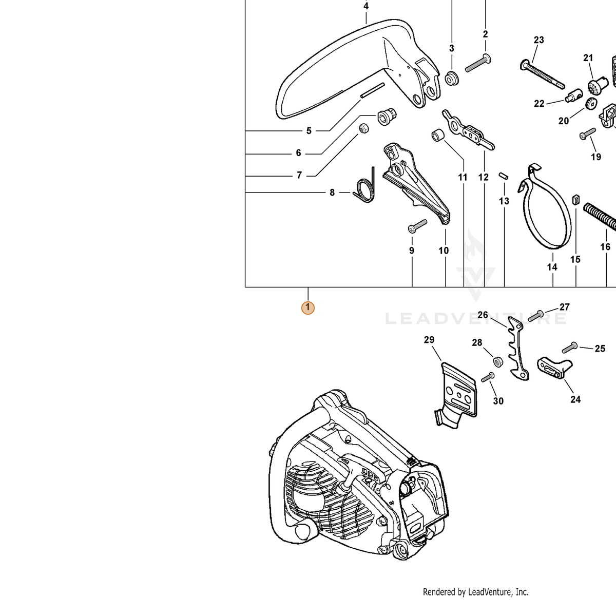 ECHO part C032000340 — IPL diagram snippet (6x zoom, amber highlight)