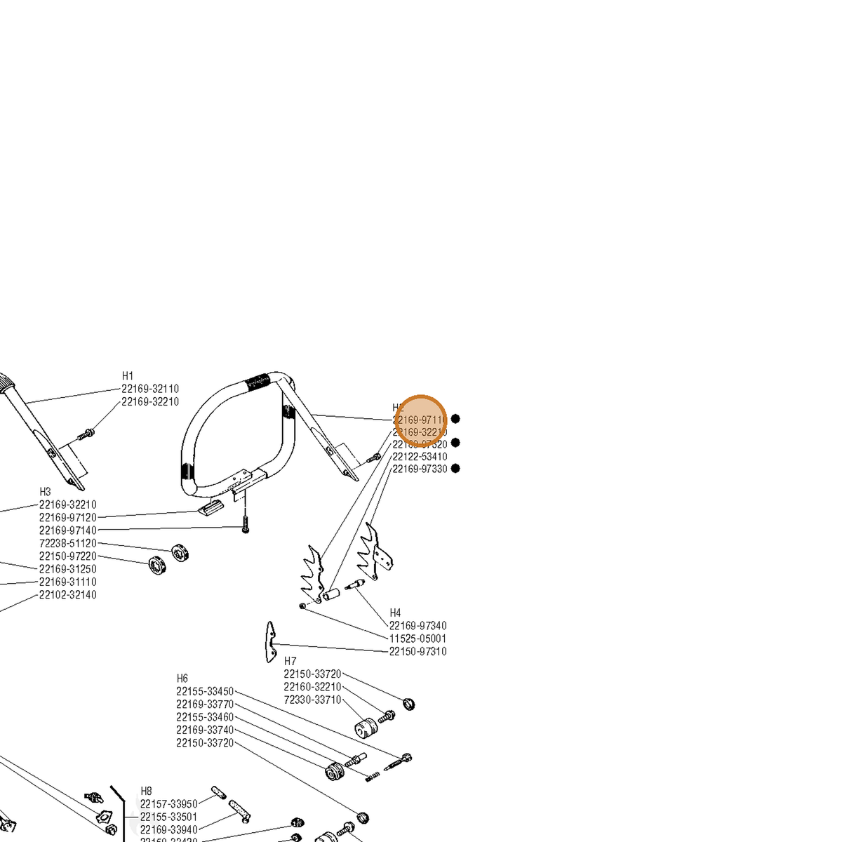 Echo part C040000740 — IPL diagram snippet (6x zoom, amber highlight)