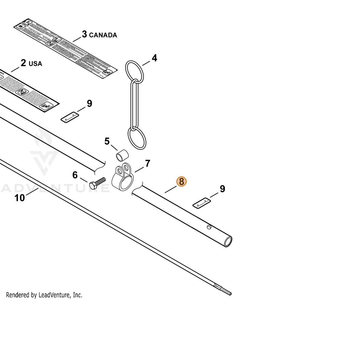ECHO part C050000050 — IPL diagram snippet (6x zoom, amber highlight)