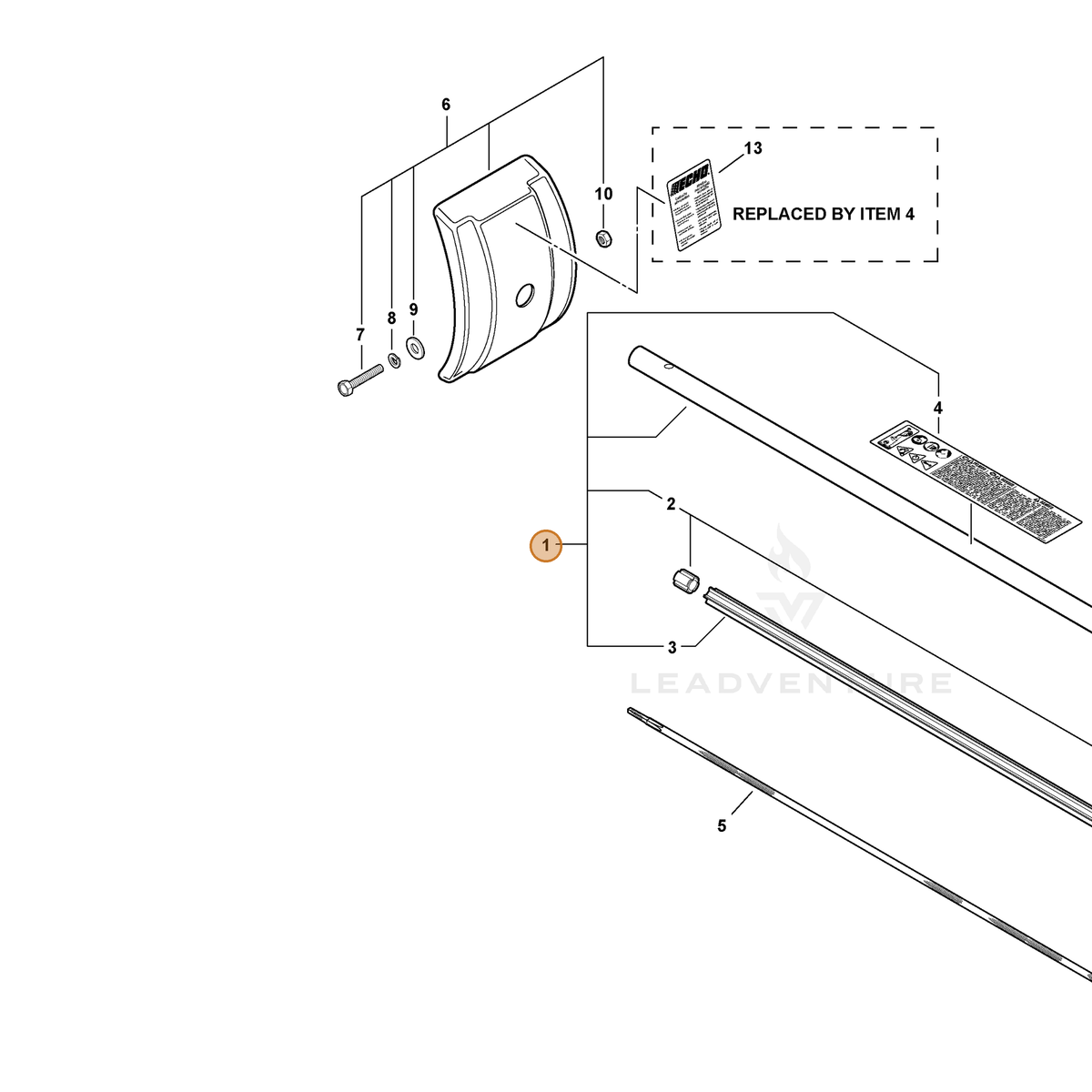 ECHO part C050000170 — IPL diagram snippet (6x zoom, amber highlight)