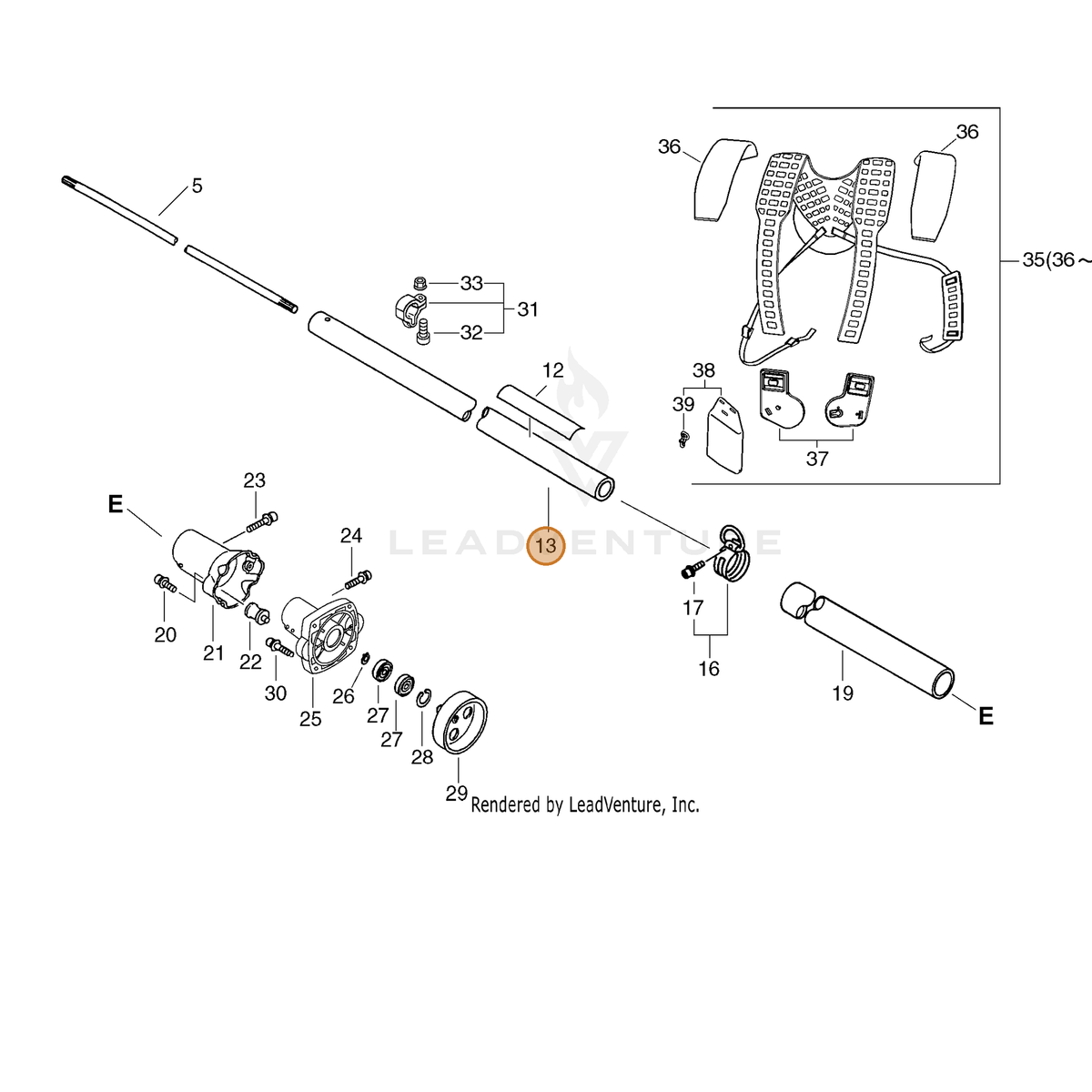 ECHO part C050000600 — IPL diagram snippet (6x zoom, amber highlight)