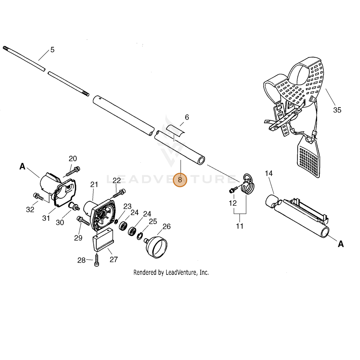 ECHO part C050000610 — IPL diagram snippet (6x zoom, amber highlight)