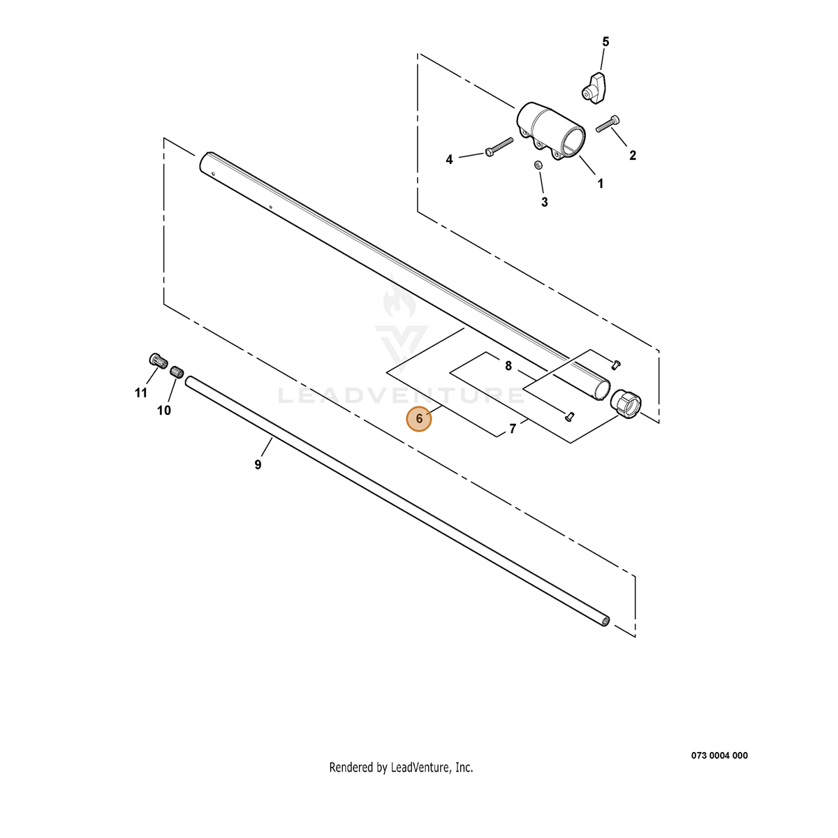 ECHO part C050001010 — IPL diagram snippet (6x zoom, amber highlight)