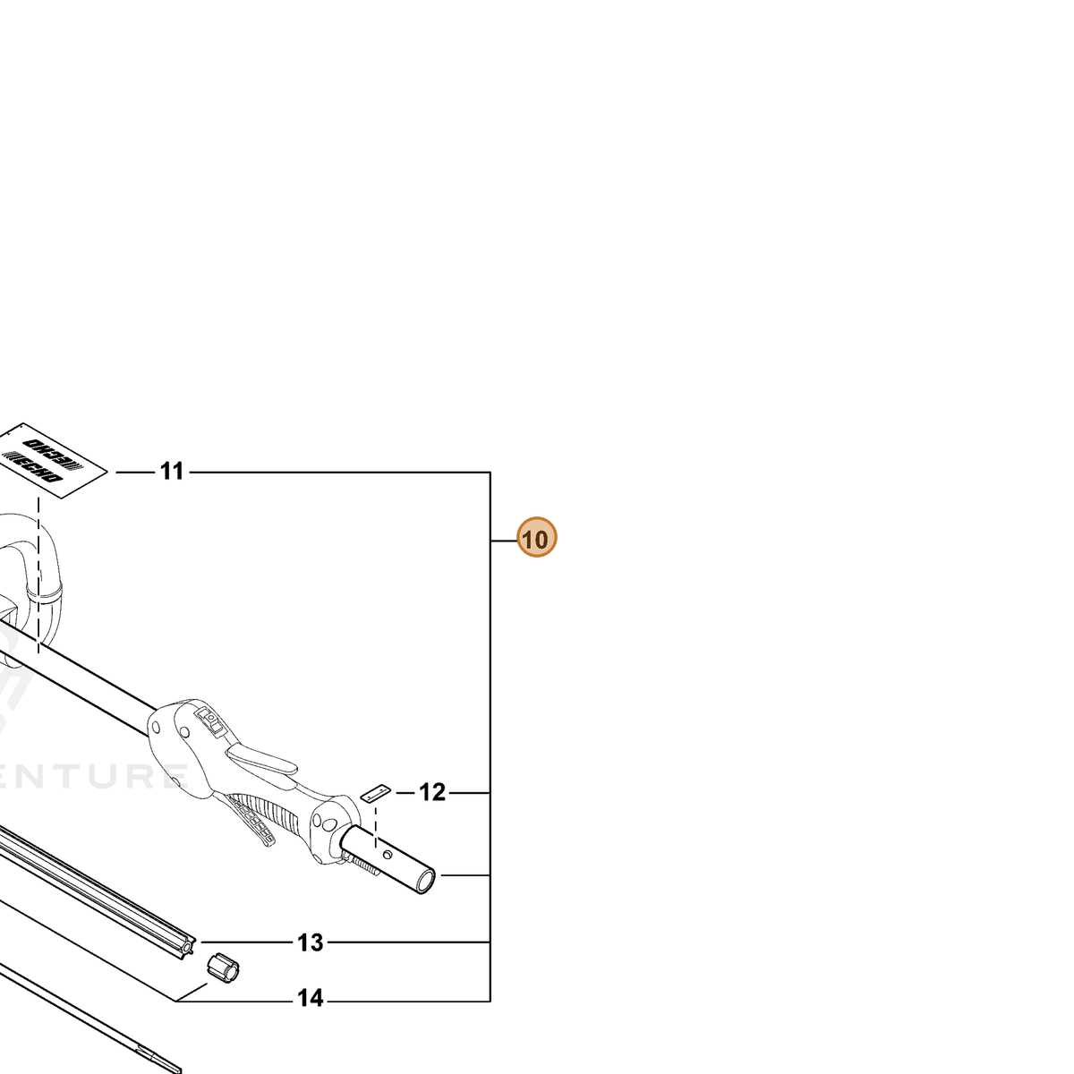 ECHO part C050001100 — IPL diagram snippet (6x zoom, amber highlight)