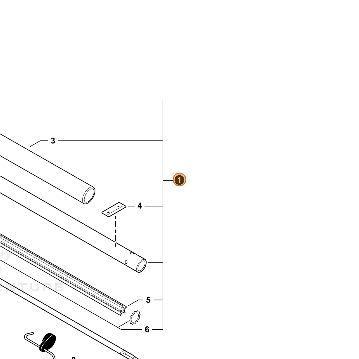 ECHO part C050001121 — IPL diagram snippet (6x zoom, amber highlight)