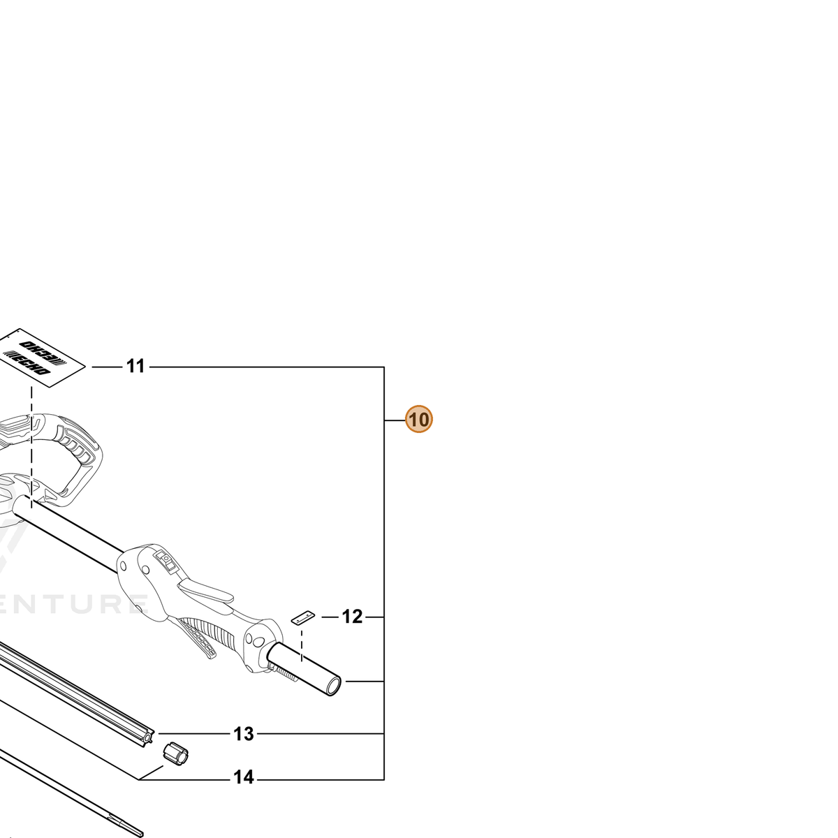ECHO part C050001240 — IPL diagram snippet (6x zoom, amber highlight)