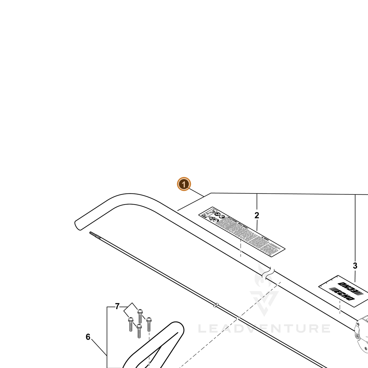 ECHO part C050001290 — IPL diagram snippet (6x zoom, amber highlight)