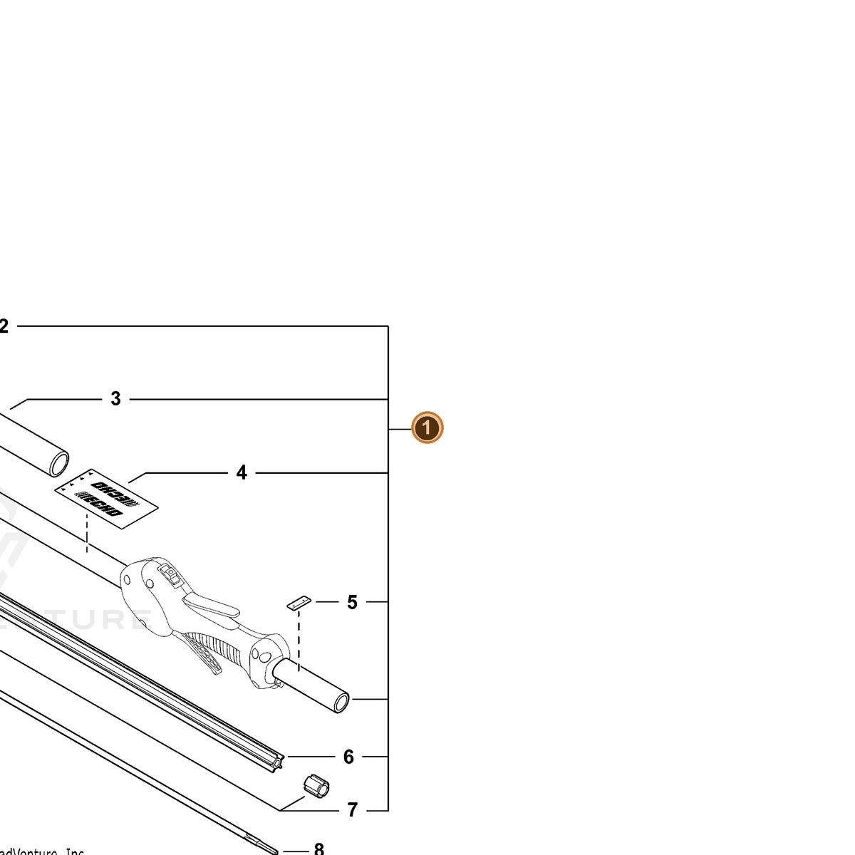 ECHO part C050001460 — IPL diagram snippet (6x zoom, amber highlight)