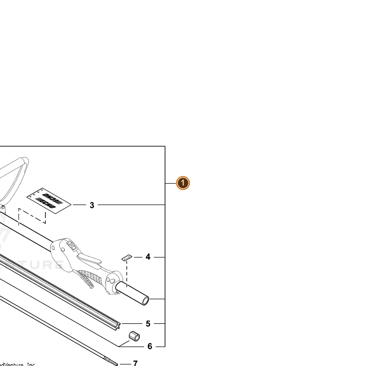 ECHO part C050002910 — IPL diagram snippet (6x zoom, amber highlight)