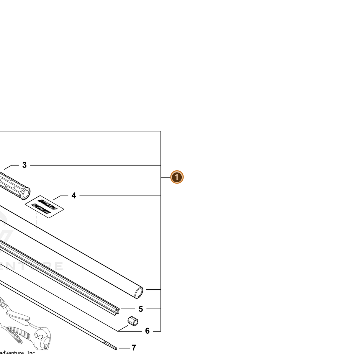 Echo part C050003830 — IPL diagram snippet (6x zoom, amber highlight)